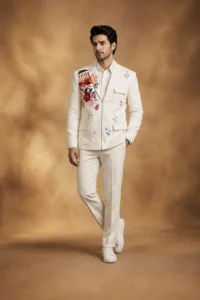 Premium Ivory Floral Zipper Jacket
