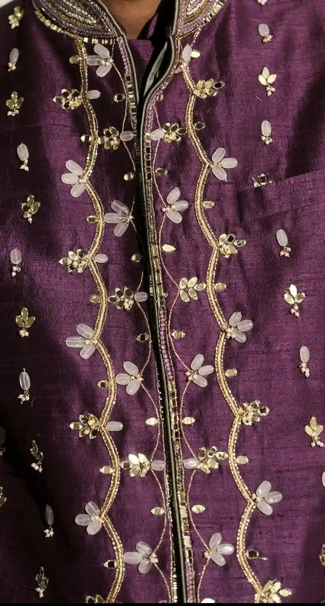 Grapevine bundi jacket in linen satin and silk chanderi - Image 2
