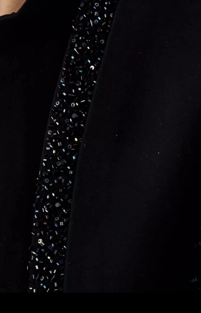 Black Crepe Sequin Embroidered Indo Western Set - Image 2