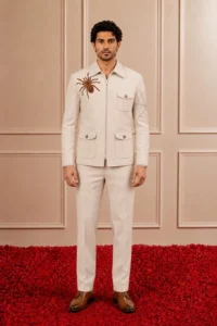 Beige 'Arachnid' Zip-Front Shacket & Trouser Co-ord Set