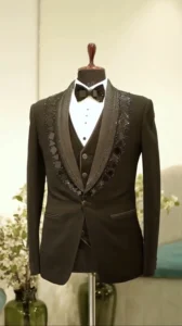 Midnight Black Handcrafted 5-Piece Tuxedo Suit in Japanese Fabric | Sonal Janmesh Atelier